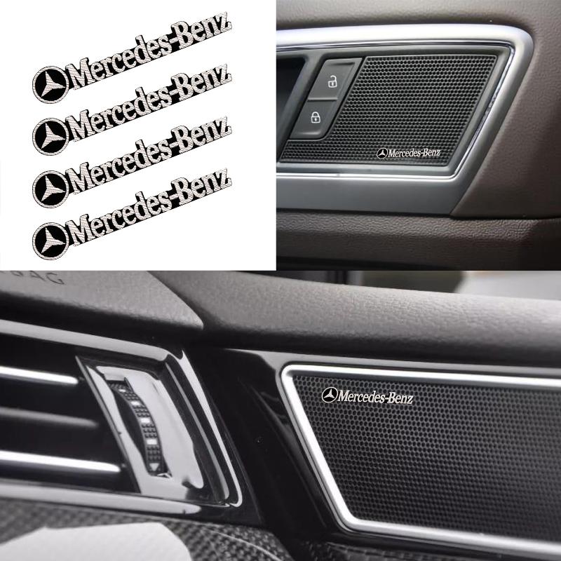 AAVN1 3D Aluminum Car Audio Speaker Decorate Badge Sticker Accessories For Mercedes Benz AMG A B C S Class CLA GLB W108 W124 W126 W140
