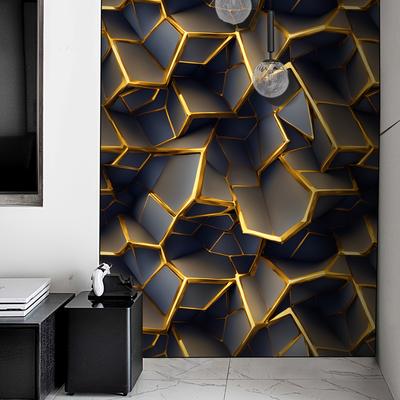 Винтажный стиль 3D Обои под каменную кладку - черные и золотые, плотные, водостойкие и устойчивые к пятнам, легко моются, самоклеящиеся, для домашнего декора своими руками, для кухни