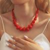 Handmade Multi-Layer Coral Beaded Necklace - Personalized Resin Clavicle Chain