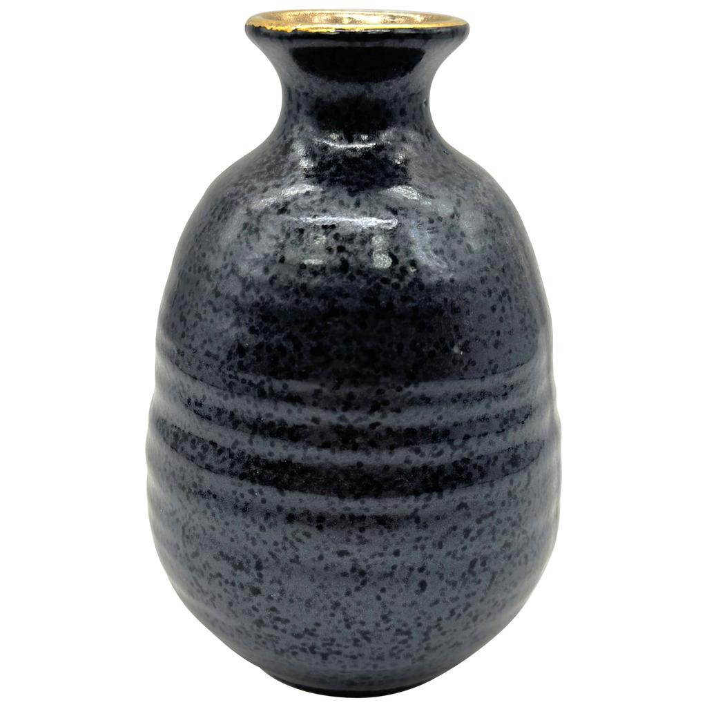 Mino Ware Jug and Cup Half Sake Black Made in Product Number "Gold Glaze" Set, Set, Glaze/Gold Finish, 1.5-cup Set, Tableware, Gift, Father's Day,