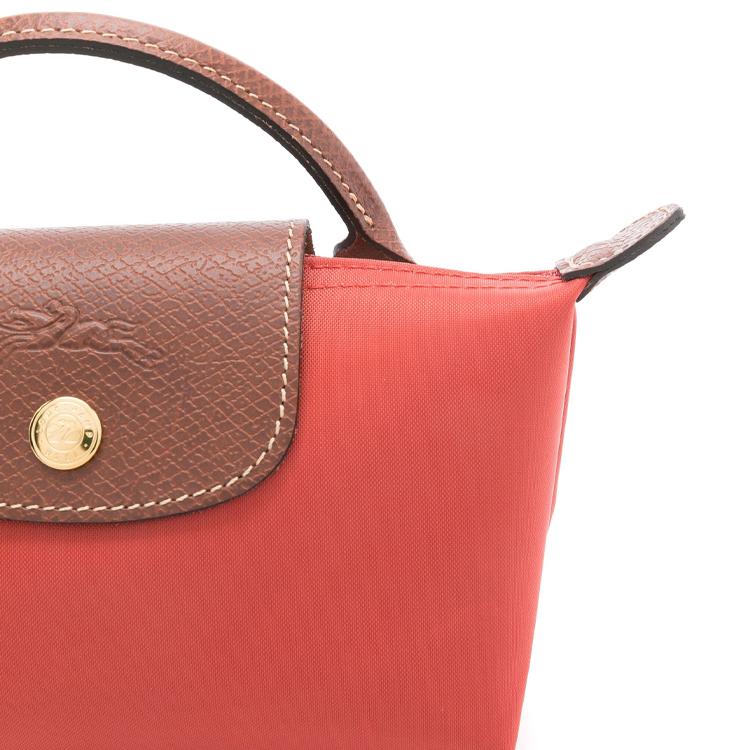 Longchamp Le Pliage Сумка-тоут из нейлона с короткими ручками, на молнии-кнопке, женская, томатно-красная 34175089P94