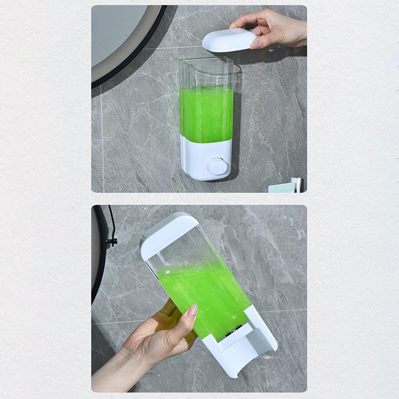 Bathroom Non-Punching Manual Press Soap Dispenser Wall Hanging Traceless Paste Disinfectant Bottle Transparent Dispenser