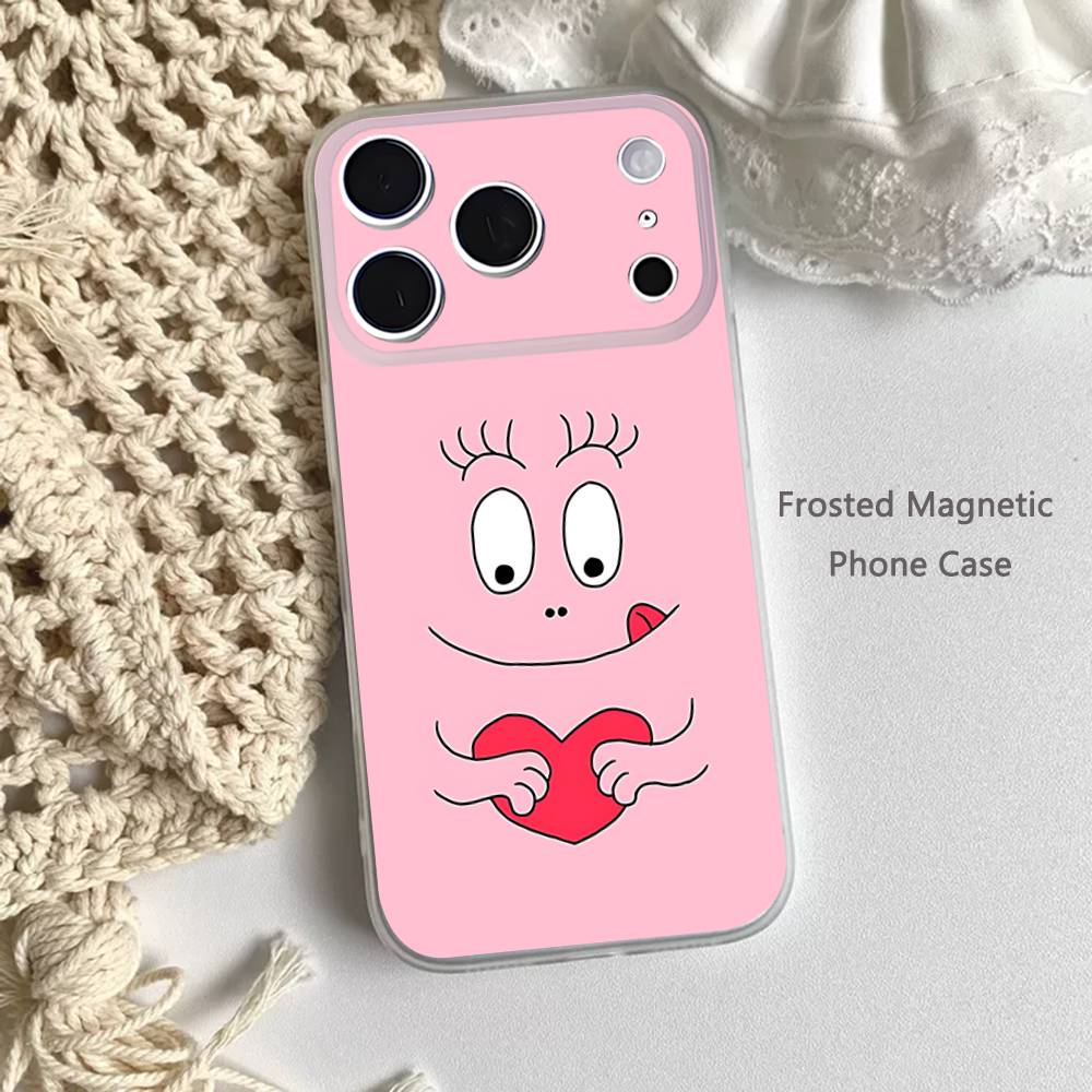 B-Barbapapa-S CARTOON Phone Case For iPhone 17,16,15,14,13,12,11 Pro,Max,Plus,Mini,Air,E Magnetic Frosted Clear