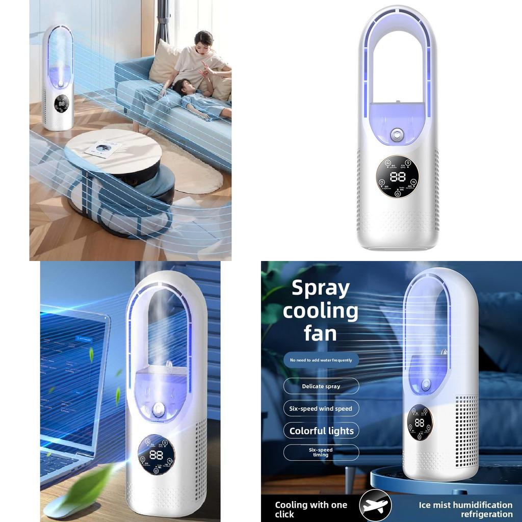 Rechargeable Usb Desktop Fan With Spray Humidifier And Touch Operation For Home And Gift