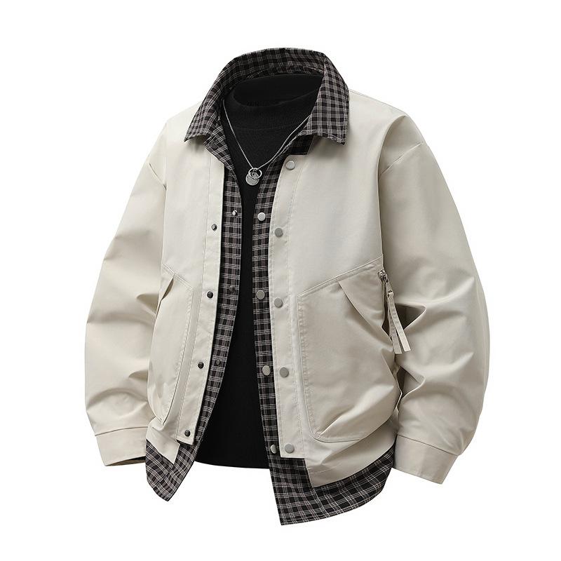 Мужская весенне-осенняя высококлассная и красивая куртка для полного мужчины большого размера, верхняя часть, имитация двух частей