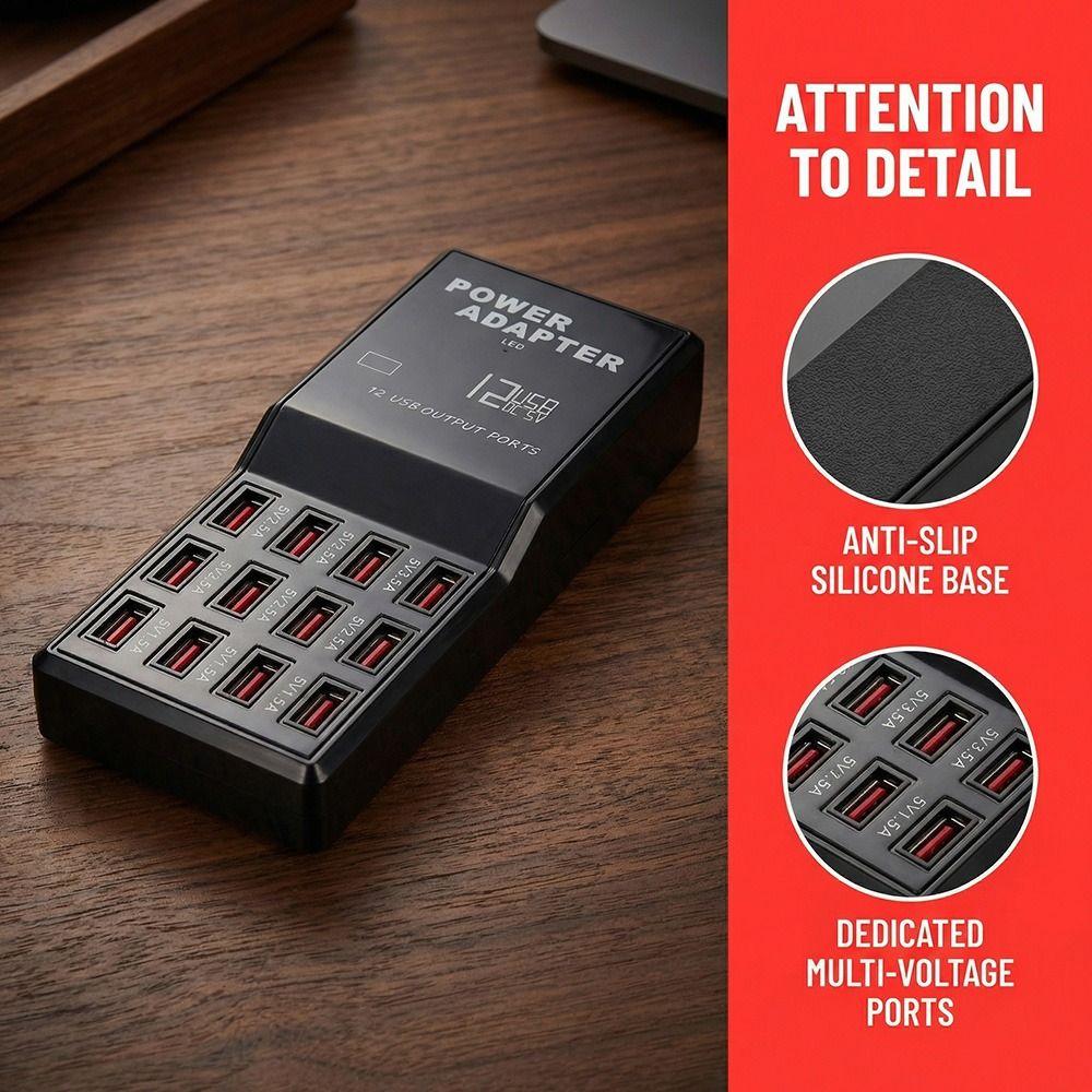 12 Ports USB Charging Dock Multi Ports Charging Station USB Charger Station Tablets Charging
