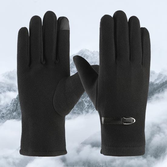 1 пара зимних теплых перчаток с плюшевой подкладкой, эластичные ветрозащитные мужские перчатки с полным пальцем для холодной погоды и сенсорным экраном