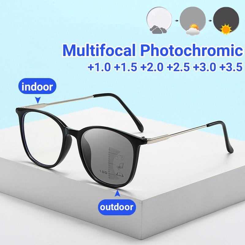 Новые мультифокальные фотохромные очки для чтения, модные очки для пресбиопии как для дальнего, так и для ближнего зрения, анти-синий свет