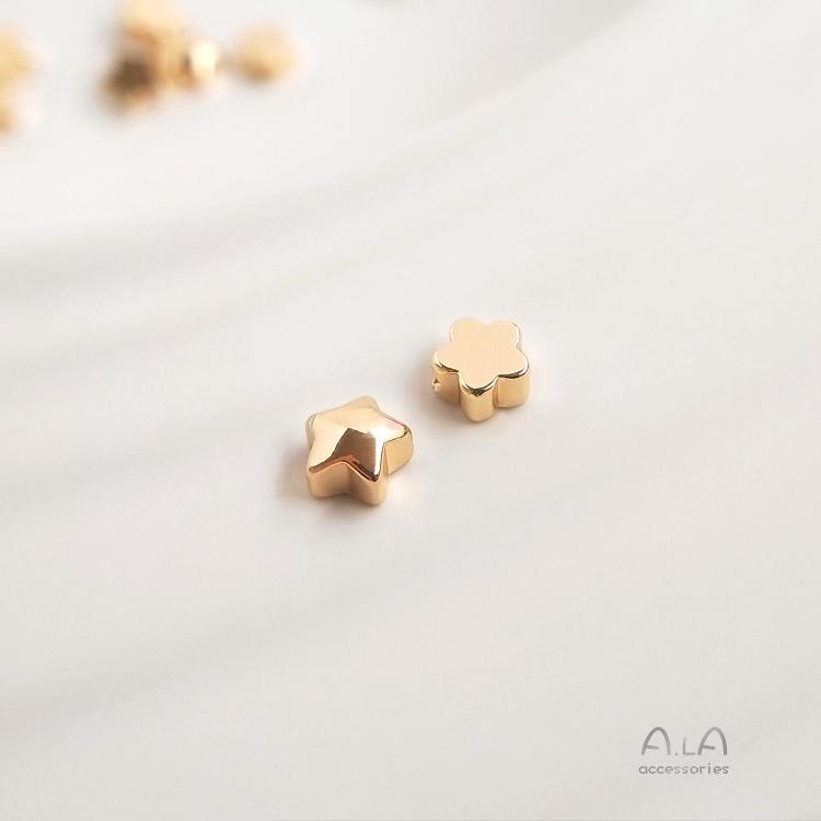 Бусины-разделители в форме пятиугольной звезды, заполненные 14-каратным золотом, для изготовления украшений своими руками и маленьких браслетов