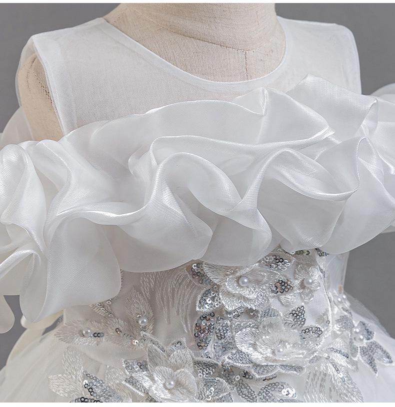 Роскошное формальное платье принцессы из тюля на одно плечо со шлейфом для девочек