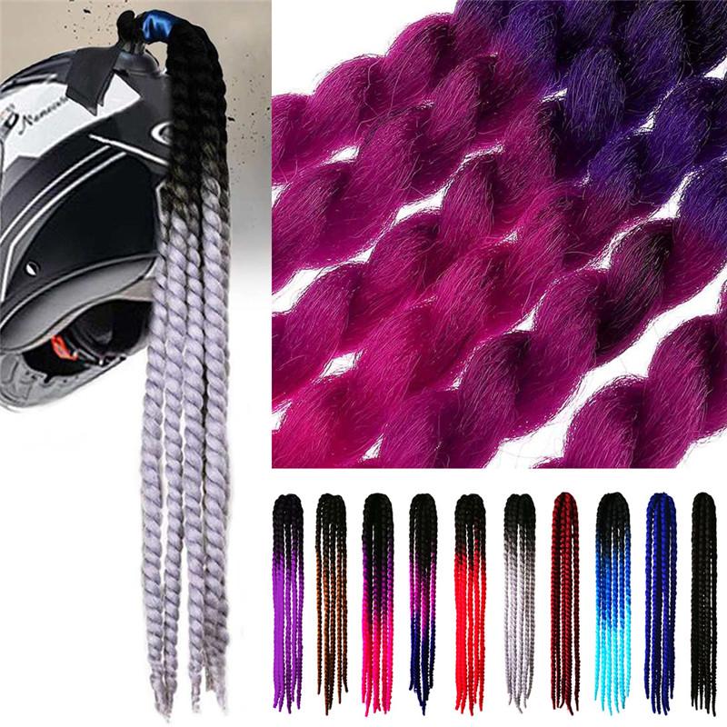 60cm Punk Style Motorcycle Scattered Gradient Ramp Helmet Braids Twist Braid Horn Motocross Motorbike Off Road Moto Decor