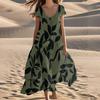 Женские летние модные пляжные платья с V-образным вырезом и коротким рукавом с цветочным принтом