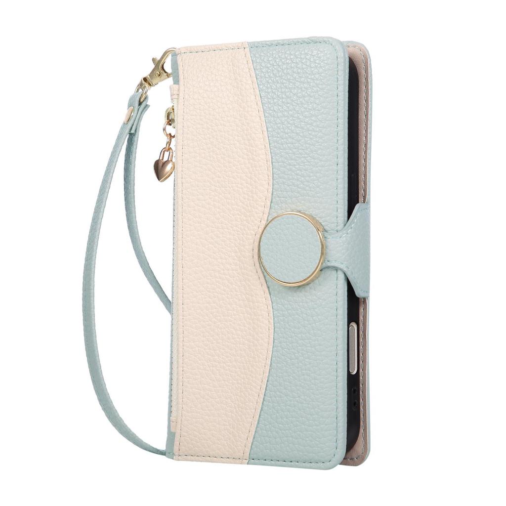 Кошелек-чехол iPhone 17 Color Block: Кожаный чехол с защитой от падений, ремешком и слотами для карт
