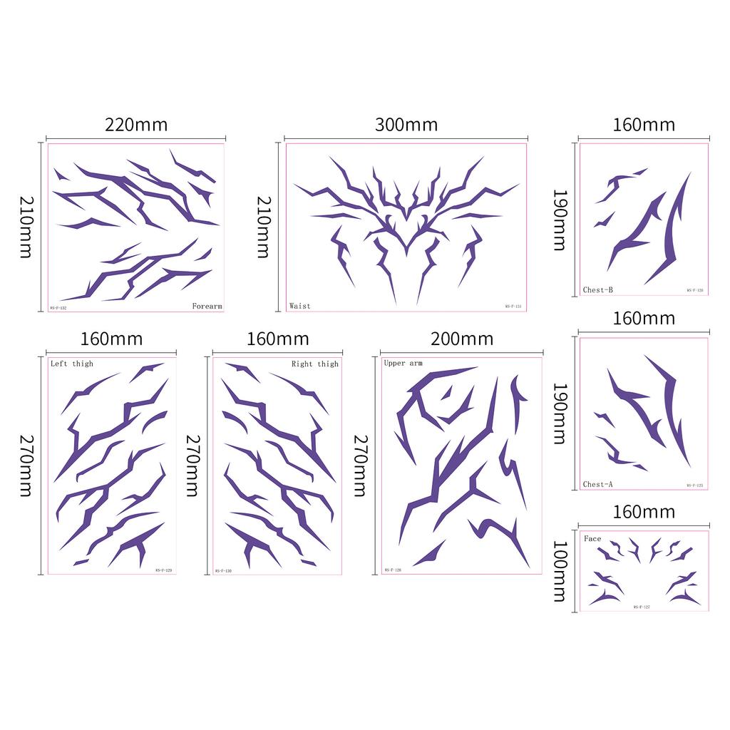 Аниме Хантер Хэллоуин Косплей Костюм Временная Татуировка Фиолетовая и Лазерная Разноцветная Полосатая Татуировка Лазерный Набор из 5 Штук
