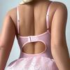 Комплект из 3 предметов: Розовые сексуальные платья для женщин, кружевное нижнее белье, сетчатое, чистое желание, на бретелях, формирующее фигуру, бандажное платье для формирования талии + трусики + носки