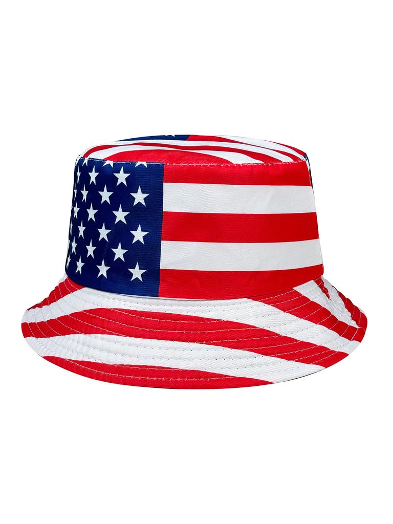 Patriotic American Flag Bucket Hat, Reversible, Casual Style, Foldable, Suitable for Independence Day and Everyday Use,