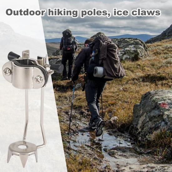 Наконечник для треккинговой палки с шипами для льда, 5 шипов из нержавеющей стали, зимняя трость для походов по снегу, крепление для ледового наконечника, металлическая нескользящая трость для ходьбы, рукоятка для кошек