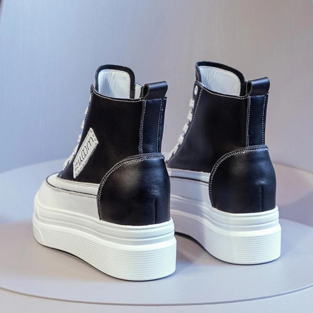 Женская обувь, модная, увеличивающая внутреннюю высоту, повседневная обувь, женская весенняя новая белая обувь с высоким берцем для студентов, белые кроссовки