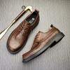 Кожаные туфли Мужская модная кожаная повседневная обувь Круглая деловая обувь Универсальная обувь в британском стиле Туфли с низким верхом Трендовая обувь