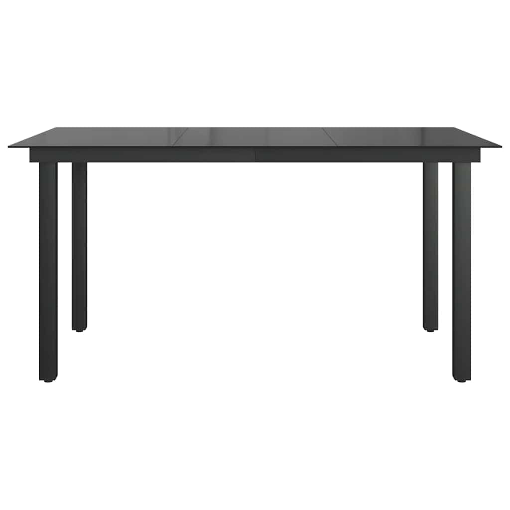 Garden Table Black 150 x 90 x 74 cm Aluminum and Glass