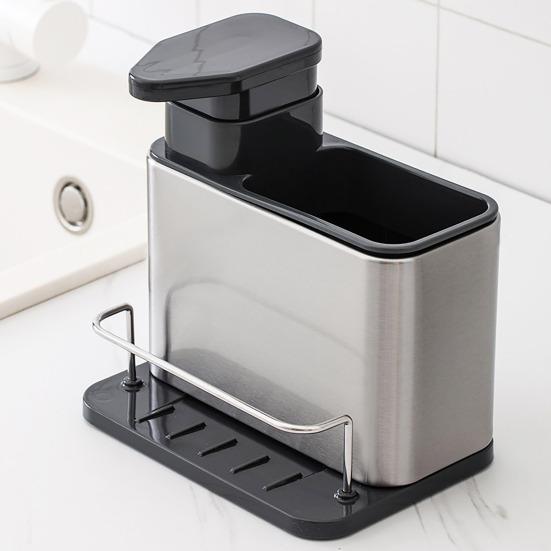 Hand And Dish Soap Dispenser Non-Slip Drainage Base Sponge Holder Detachable Kitchen Sink Countertop Organizer Dishwashing Liquid Container