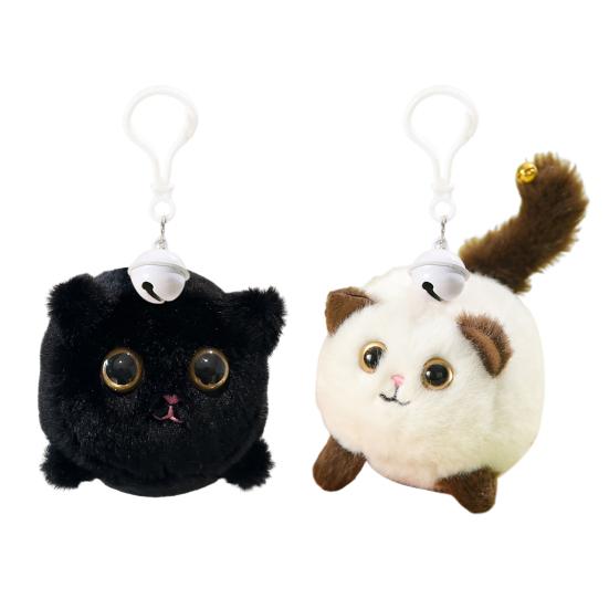 Кошка плюшевая игрушка брелок веревочный привод дизайн кошка кулон для детей любителей кошек колокольчик звук многоцелевое украшение кукла для сумок ключи автомобиль комната