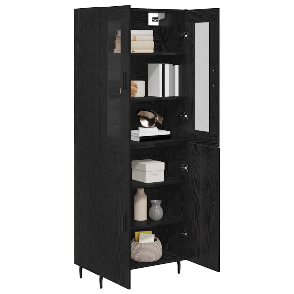 Highboard 2 pcs Black Oak Effect Particleboard