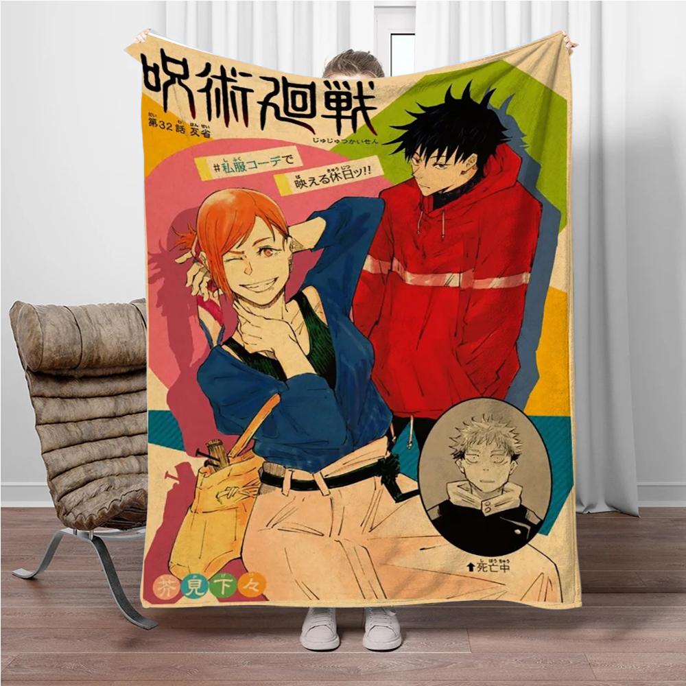 Винтажные Аниме J-Jujutsu-Kaisen Фланелевые Одеяла Согревающие Плед Уютное Одеяло для Пикника Кроватей Дивана Дома Спальни