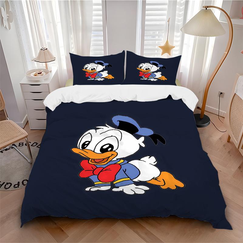 3pcs The Small Donald Duck Quilt Cover Set (1 Quilt Cover + 2 Pillowcases Without Pillow Core), High-Definition Printing for Home and Dormit