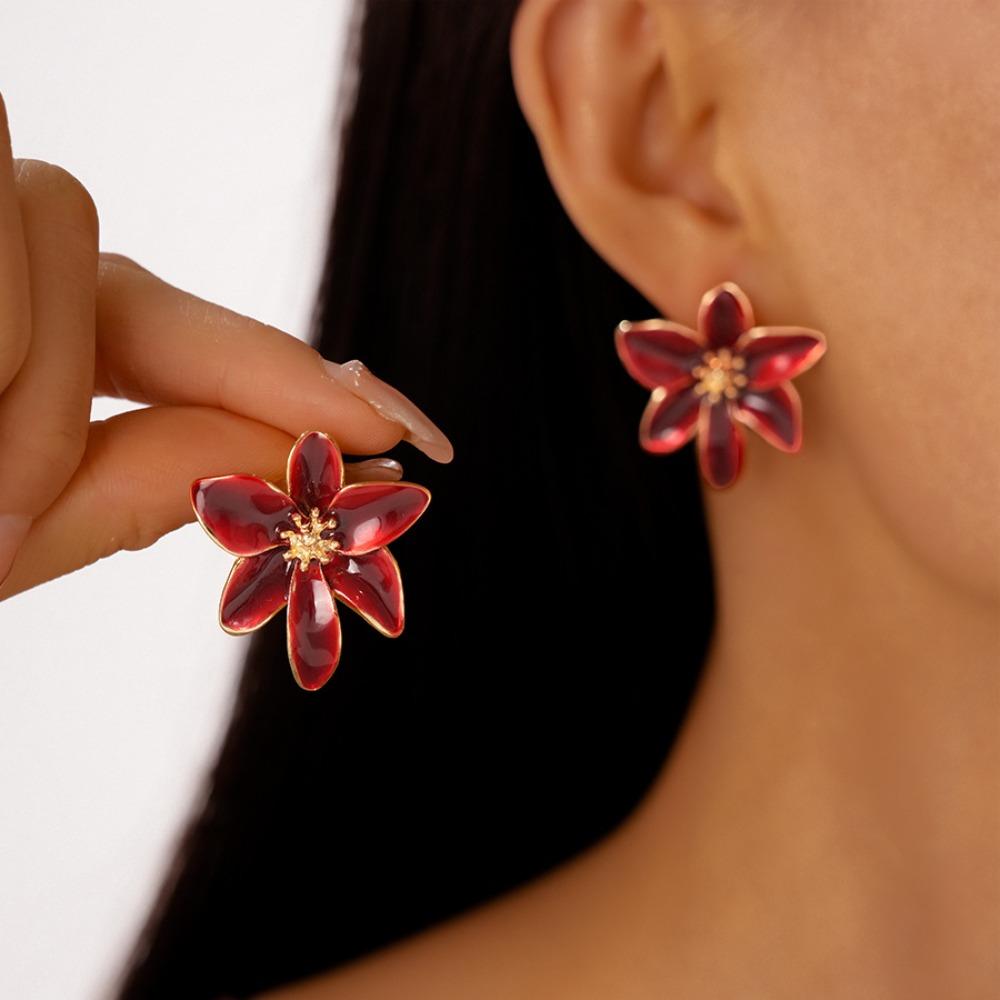 Серьги-капли с маслом цветов Европейский американский стиль Персональные серьги-гвоздики Аксессуары для женщин Девушек Путешествий Свадьбы