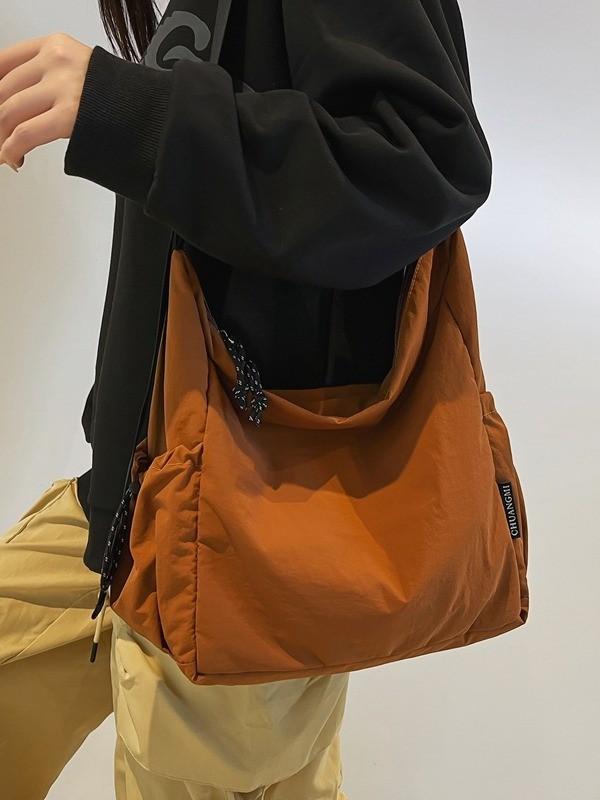 Nylon Tote Bag With Zipper Pocket For Casual Travel And Daily Use