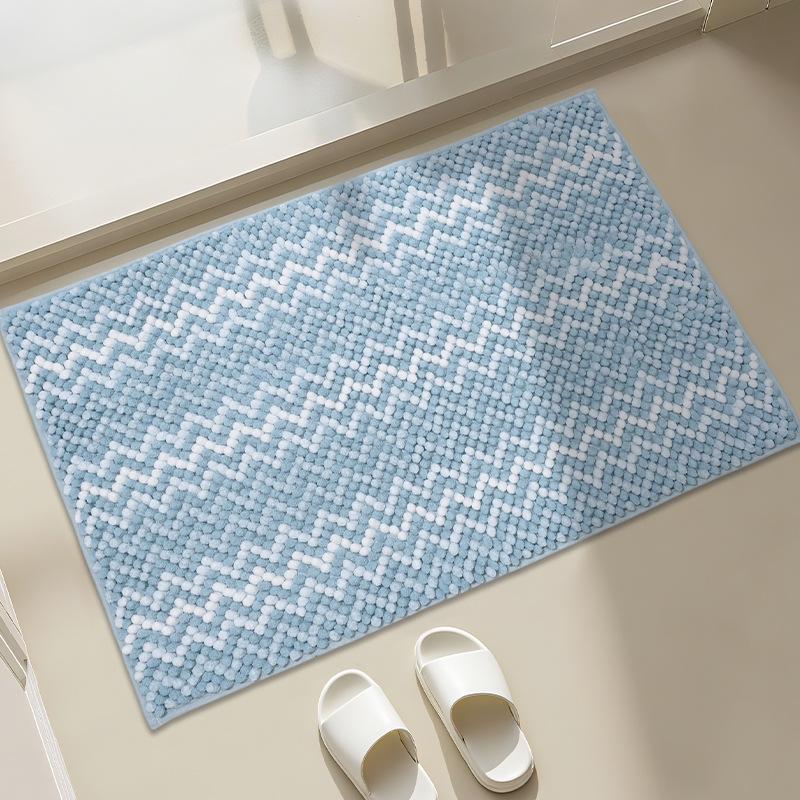 Ripple Texture Chenille Bath Mat, Plush Tufted Bathroom Carpet, Ultra Soft Fast-Absorbing, Rapid-Dry with TPR Anti-Slip Base