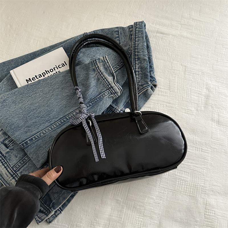 Стильная и простая однотонная сумка с лентой, весенняя универсальная сумка через плечо