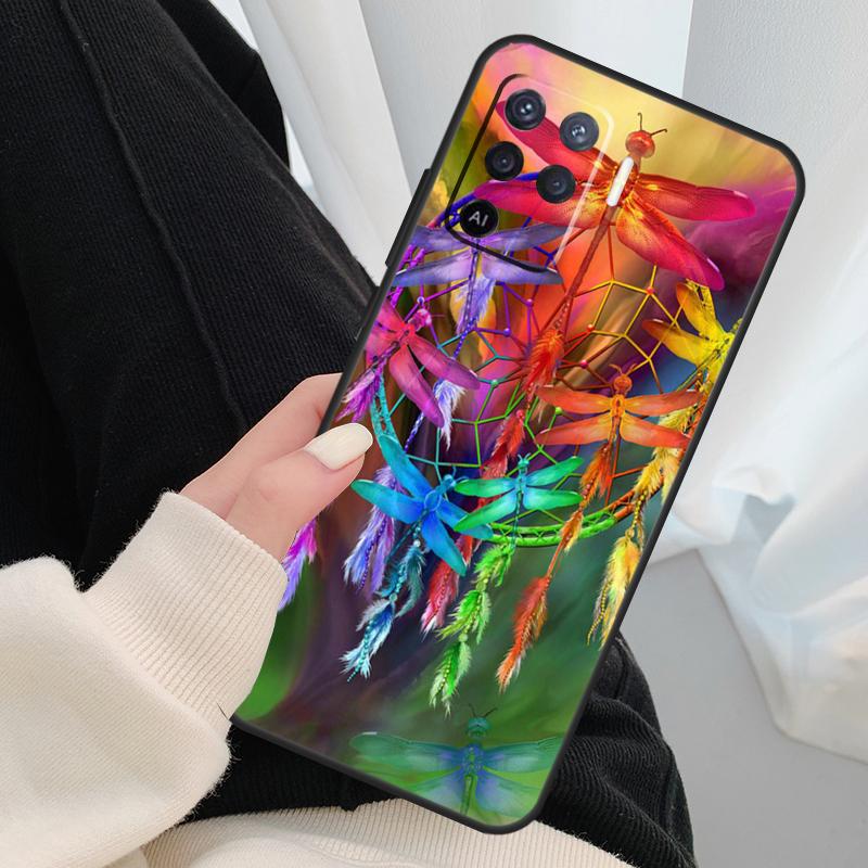 Colorful Dragonfly Case For Oppo A17 A57 A77 A40 A78 A54 A74 A94 A76 A16 A96 A18 A60 A80 A38 A58 A98 A15 A5 Pro