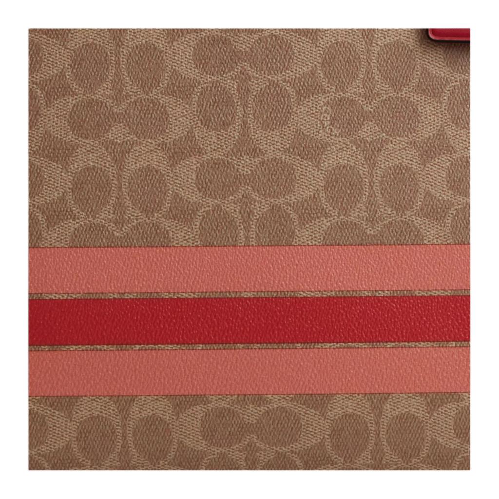 Coach Эксклюзивная холщовая сумка-тоут с покрытием, дизайн в полоску Color Block, 33 цвета, женские сумки-тоут, Золото Бронза CAL86-IMTAM