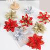 10pcs Christmas Ornament Flower 14cm Glitter Artificial Christmas Flowers Tree Ornaments For Home New Year Gifts Wedding Decor