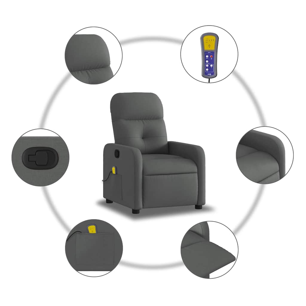 Massage Chair Dark Gray Fabric