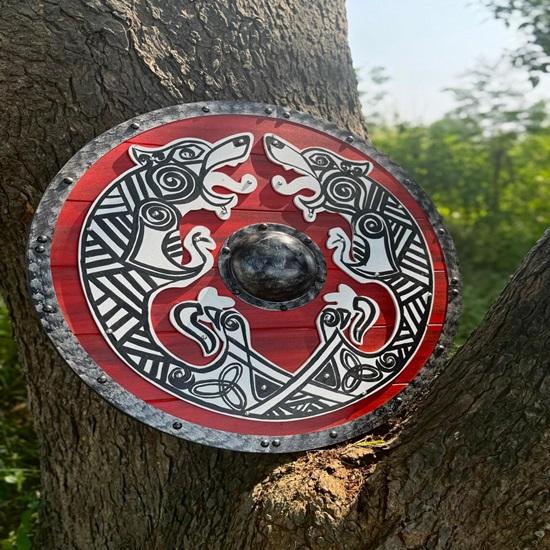 45,72 см Деревянный щит викинга-волка, готовый к бою щит викингов Valhalla, подарок для мужчин, щит викингов для косплея, подарок на костюм на Хэллоуин