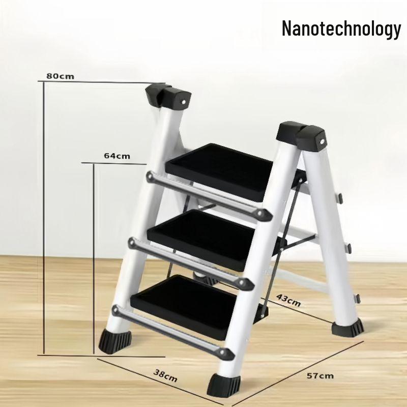 Folding Telescopic A-Frame Household Ladder, Thickened Step Stool, 3-4 Steps, Multifunctional Indoor Use.