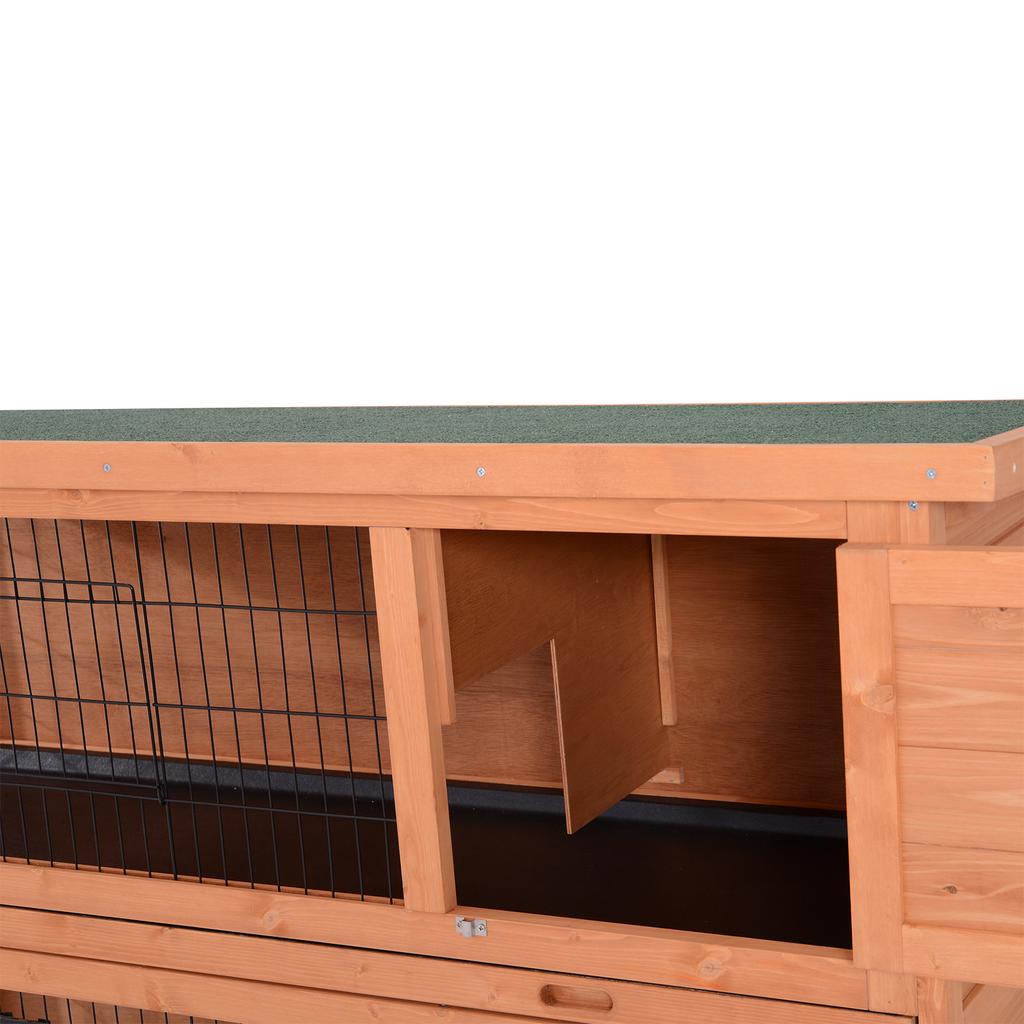 Rabbit Hutch Outdoor Guinea Pig Hutch Bunny Cage with No-Leak Trays, Divider, 136 x 50 x 93cm, Orange