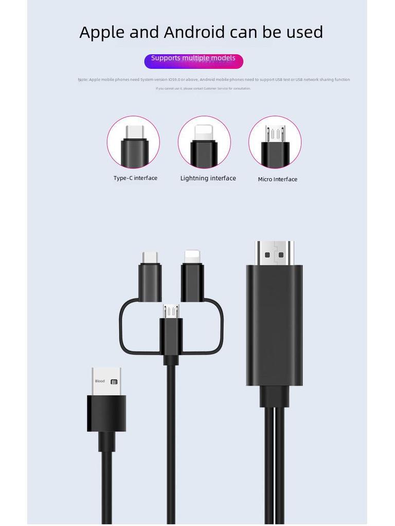 Кабель для проекции экрана Lightning HDMI «Три в одном» для iPhone