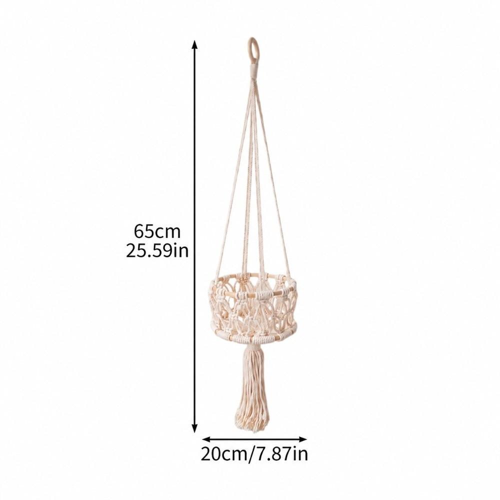 Cotton Rope Macrame Plant Hanger 7.87in Suspended Storage Basket Handwoven Rope Basket Home