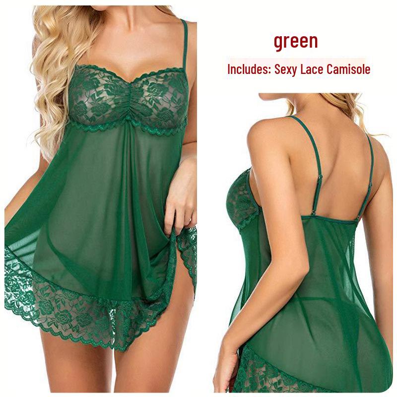 Новая европейская и американская сексуальная кружевная ночная сорочка из тюля на подвязках, нижнее белье