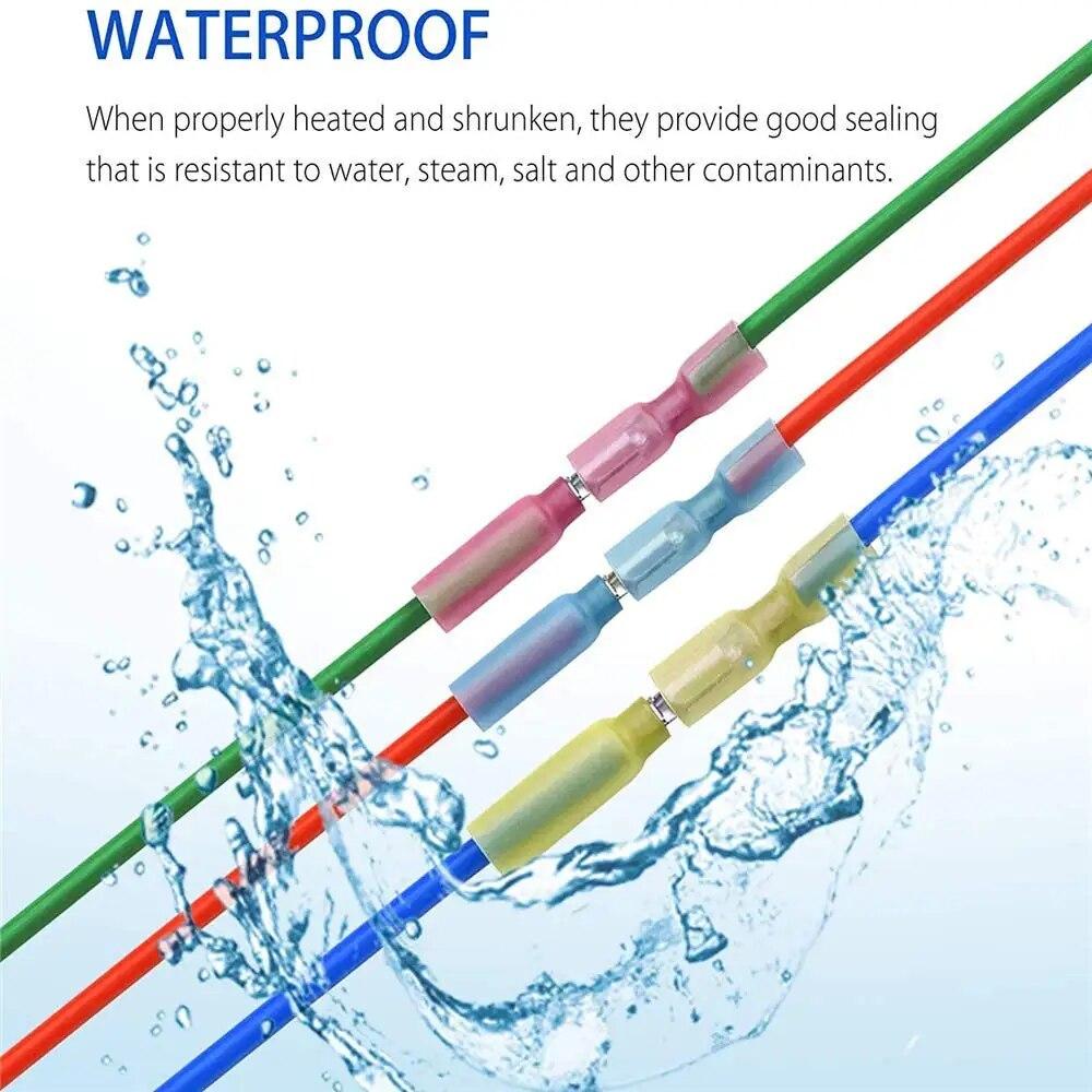 100 шт. термоусадочных пулевых разъемов, термоусадочные пулевые клеммы с гнездовыми и мужскими разъемами, изолированные водонепроницаемые морские обжимные наконечники