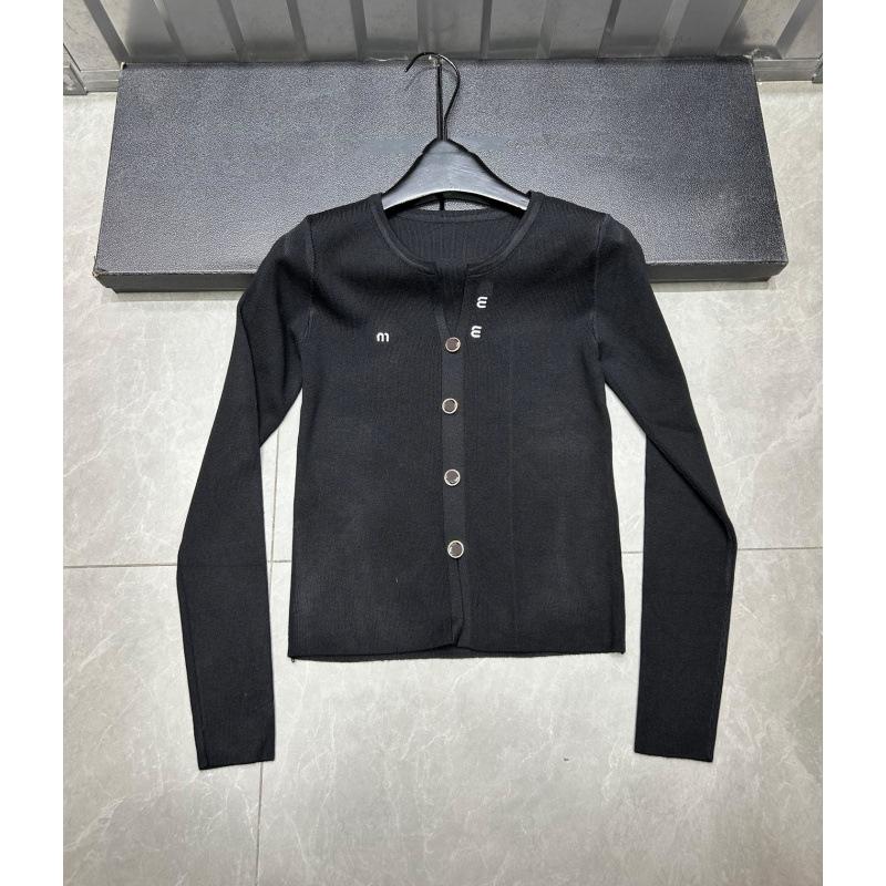 Miu Style European Chic V-Neck Slim Knit Cardigan for Women - Unique Cuff, Long-Sleeved, Perfect for Autumn and Winter.
