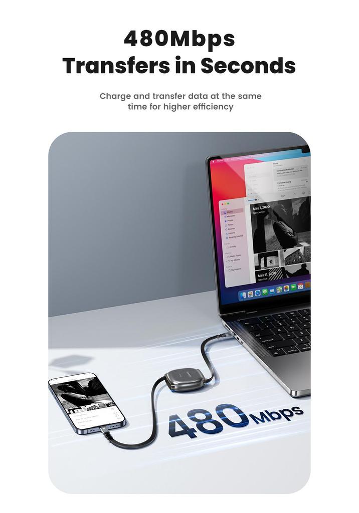 Выдвижной кабель Toocki 100 Вт для быстрой зарядки Apple MacBook и iPad