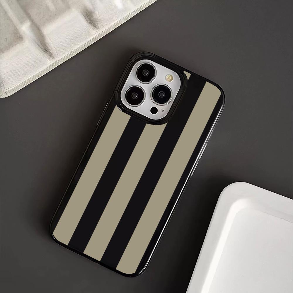 Минималистичный Чехол-Броня с Полосками и Зеркалом для iPhone 17 Air 16 15 13 12 11 Pro Max Pro Plus Легкий Funda Чехол
