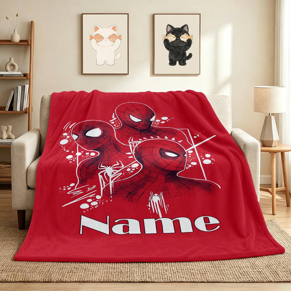 Custom Name Spider-Man Adventures Flannel Blanket Throw Blanket Soft Warm Sofa Bed Decor Unique Gift