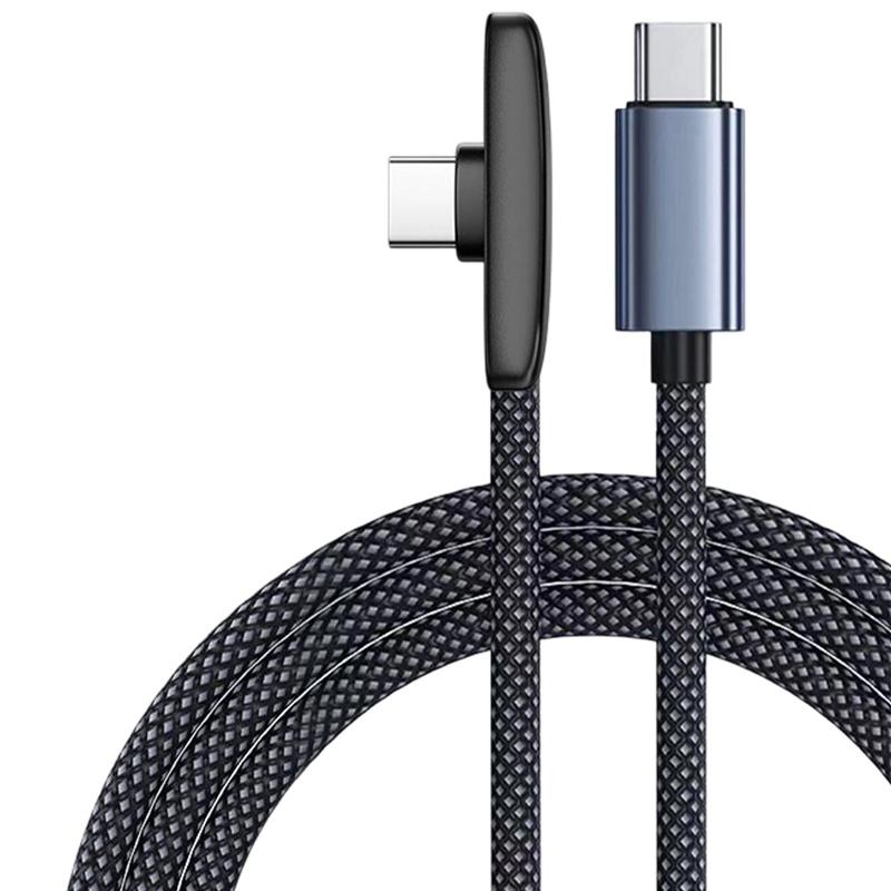 Кабель USB Type C с углом 90 градусов, 100 Вт, быстрая зарядка, дата-кабель для iPhone 17, Xiaomi, Samsung, игровая кабель USB C, оплетка из нейлона