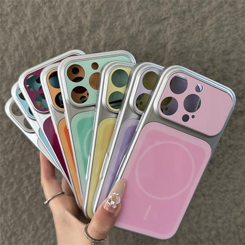 Применимо к чехлу для мобильного телефона iPhone17Pro Max однотонный тонкий держатель кольцо магнитная застежка Apple 16Pro противоударный 15 жесткий защитный чехол